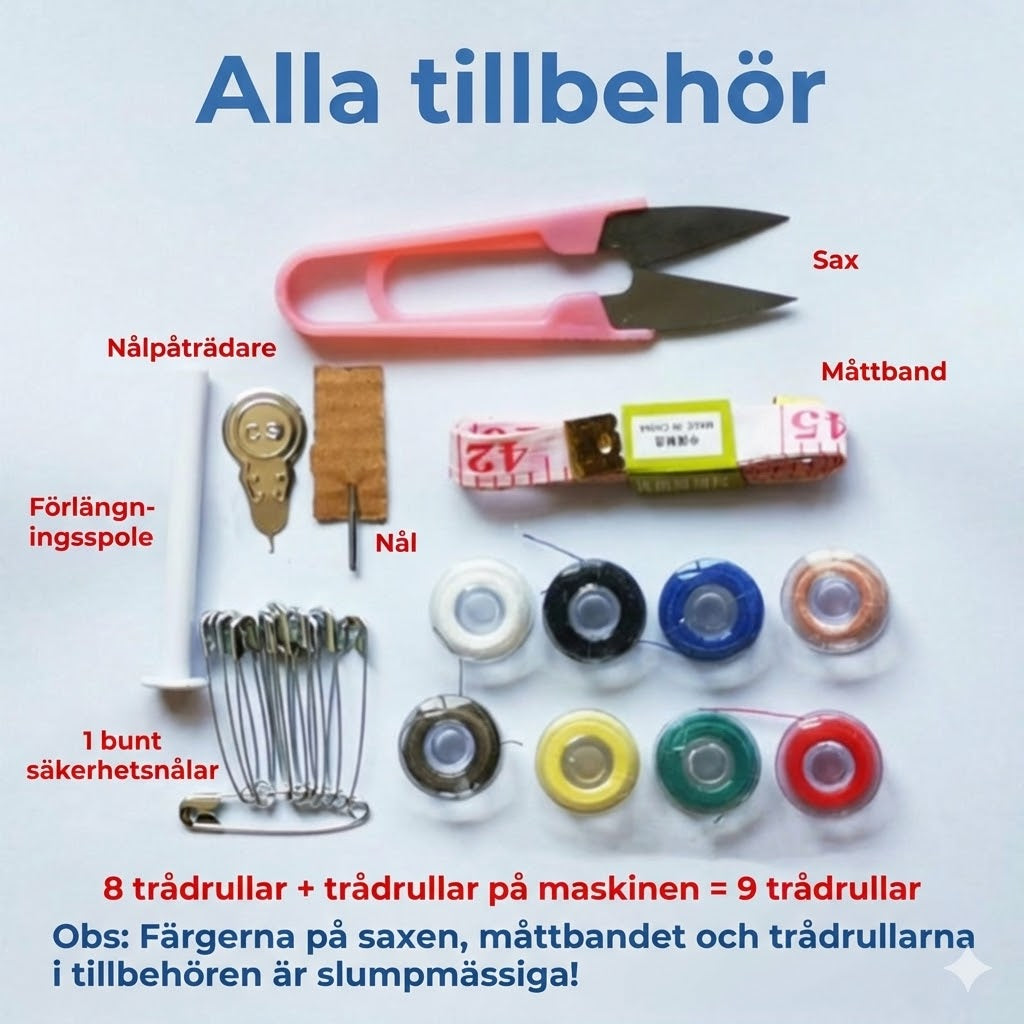 Mini handhållen symaskin – sladdlös och portabel – snabba reparationer – med tillbehör – vit