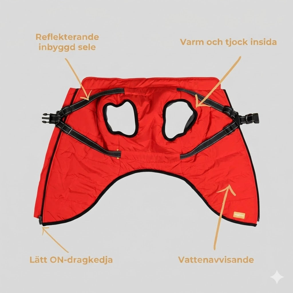 DoggyKings™ hundjacka med integrerad sele – vattentät och varm (3-i-1-design)