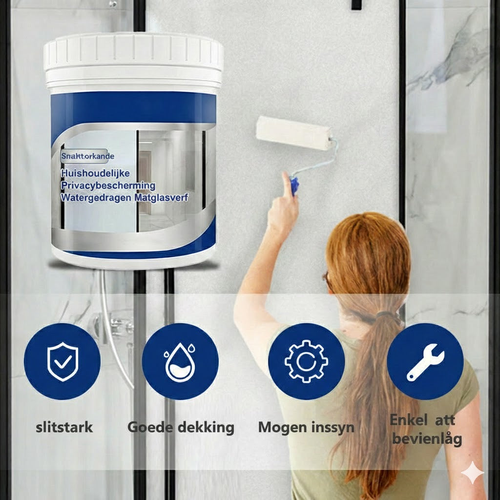 Frostat glasfärg – flytande insynsskydd (matt- och sandblästringseffekt)