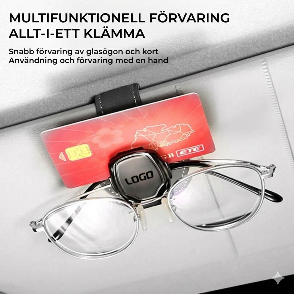 Glasögonhållare för bilens solskydd (med logotyp)
