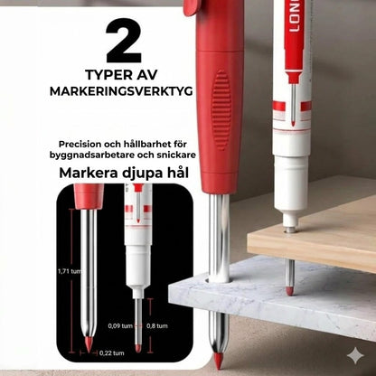 Professionellt markeringsset – 3 snickarpenna – Med färgade reservstift – Ett måste i verktygslådan