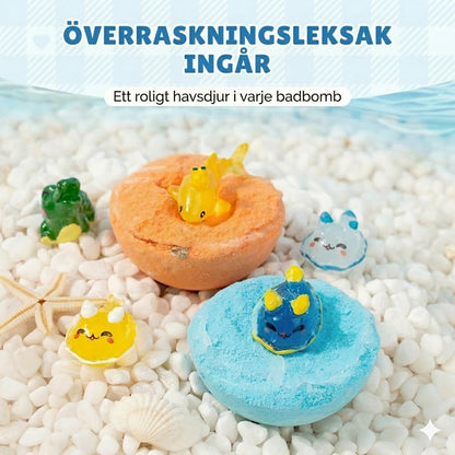 【12-pack】Magiska badbomber med överraskning – innehåller leksaker med havsdjur