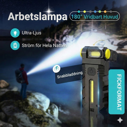 Uppladdningsbar LED-arbetslampa – 180° justerbar lutning
