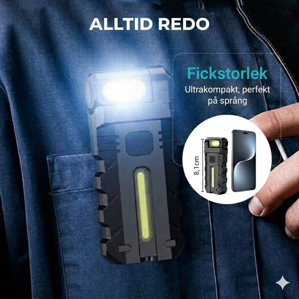 Uppladdningsbar LED-arbetslampa – 180° justerbar lutning