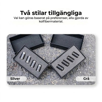 Lyxigt ventilkåpsset i kolfiberstil – Kolfiberlook – Universellt för bil, motorcykel och cykel – Sportigt skydd för hjulen – [4-pack]