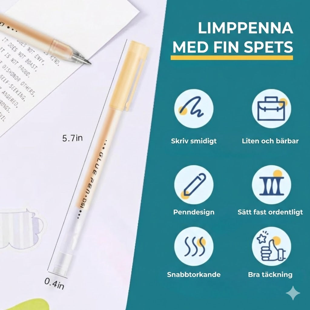 Limpenna med fin spets – precisions lim för scrapbooking och korttillverkning (6-pack)