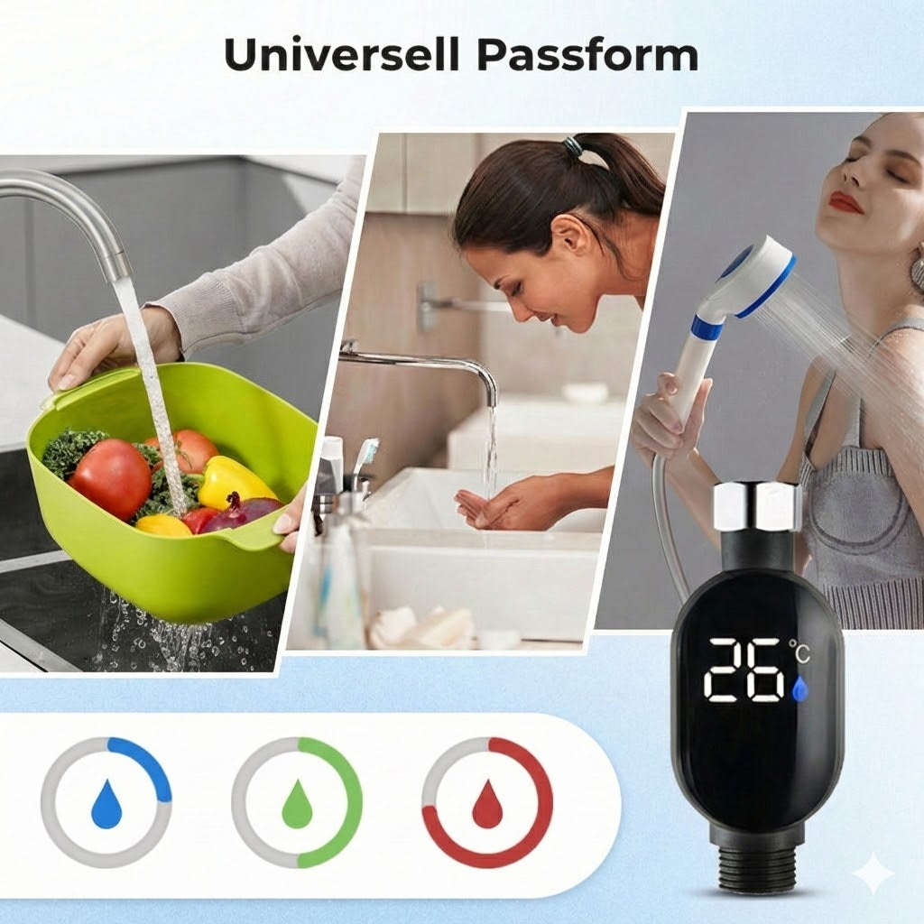 Digital duschtermometer – batterifri LED-vattentermometer (säker för bebisar och barn)
