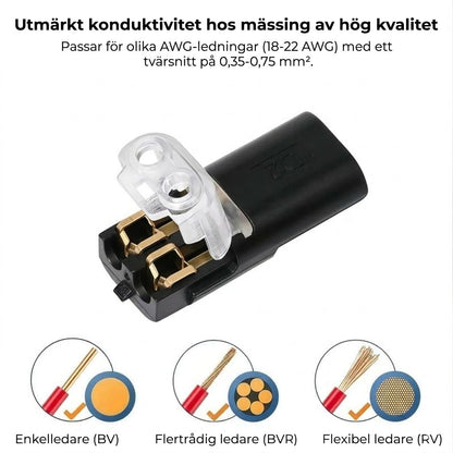 [20 st] Snabbkopplingar med lås – 2-polig kontaktanslutning