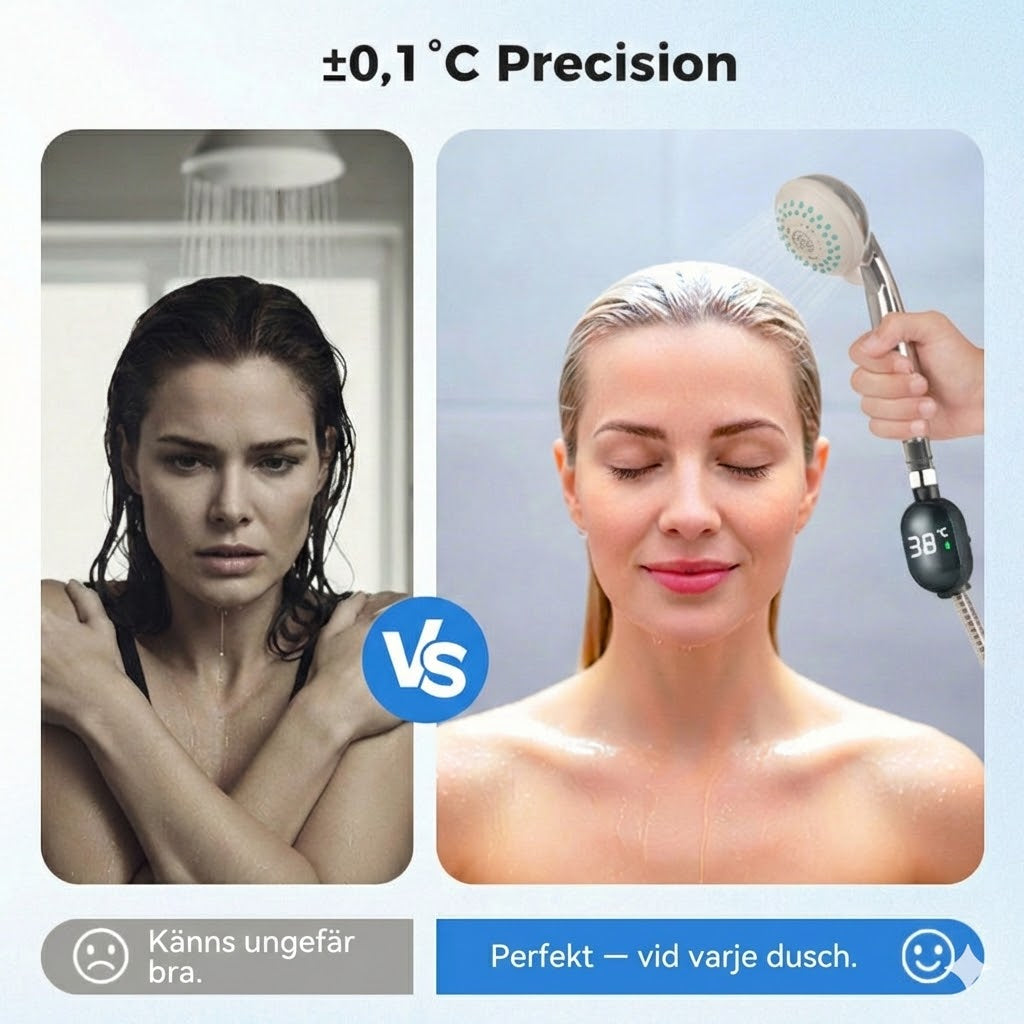Digital duschtermometer – batterifri LED-vattentermometer (säker för bebisar och barn)