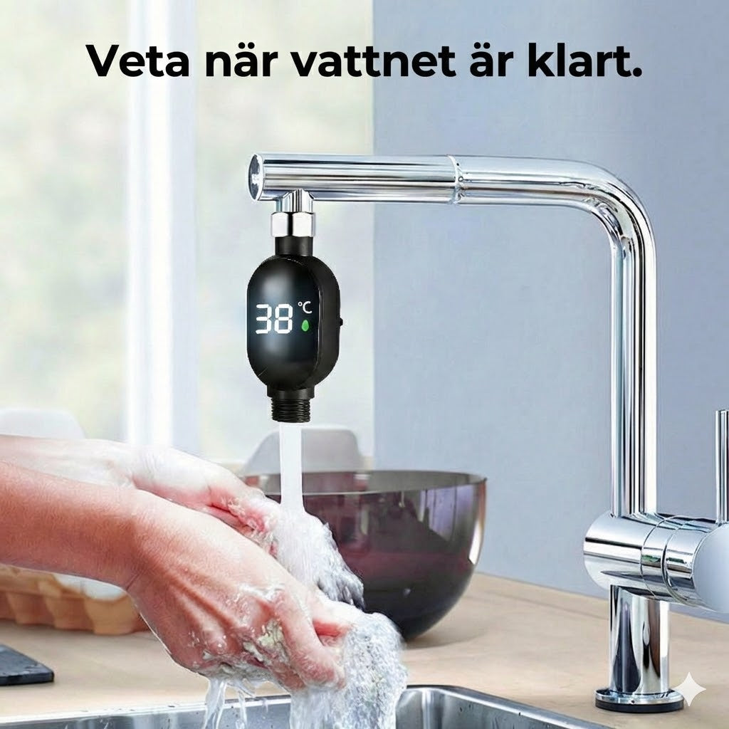 Digital duschtermometer – batterifri LED-vattentermometer (säker för bebisar och barn)