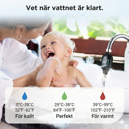 Digital duschtermometer – batterifri LED-vattentermometer (säker för bebisar och barn)