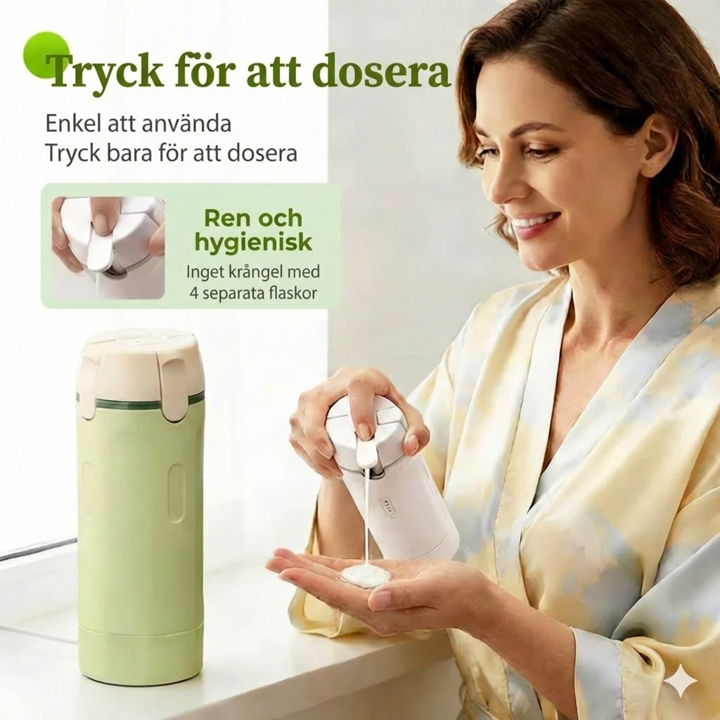 4-i-1 reseflaskset – portabla, läckagesäkra silikonflaskor