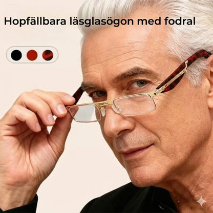 Hopfällbara läs-/datorglasögon – blåljusfilter – hopfällbara (med etui)