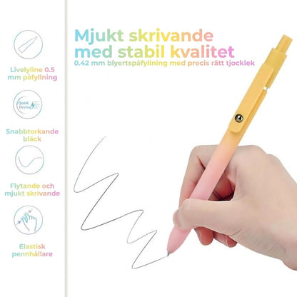 Lyxigt gelpennset (5-pack) – Elegant gradientdesign – 0,5 mm snabbtorkande bläck