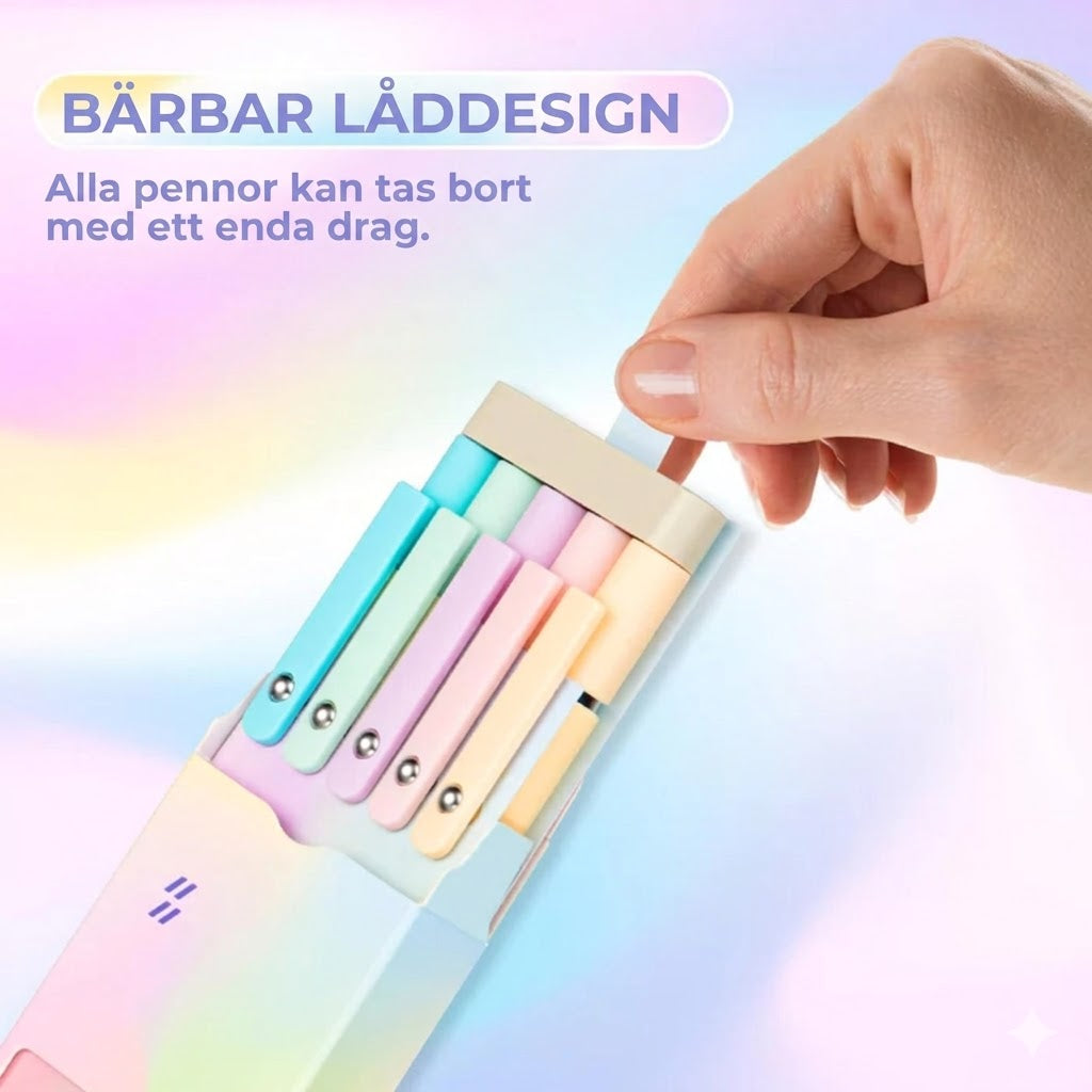 Lyxigt gelpennset (5-pack) – Elegant gradientdesign – 0,5 mm snabbtorkande bläck
