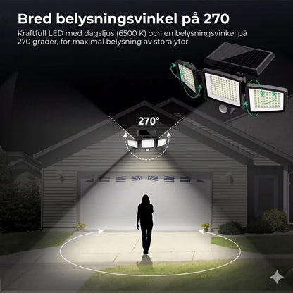 [200 LED-lampor] Solvägglampa med rörelsesensor – Solcellsbelysning för utomhusbruk – IP65 vattentät – 100% energibesparande