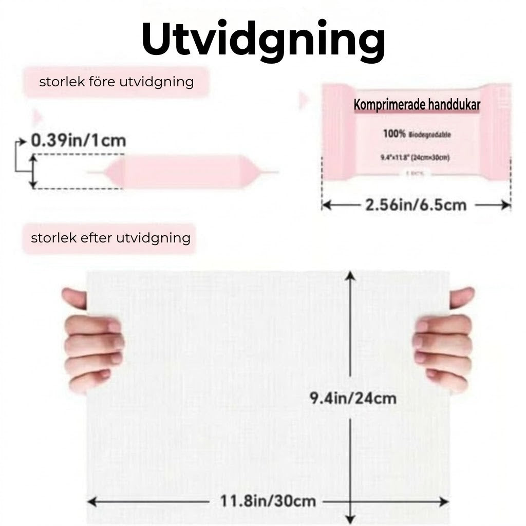 Komprimerade handdukar i tablettform – portabla resehanddukar, perfekta för camping och utomhusaktiviteter