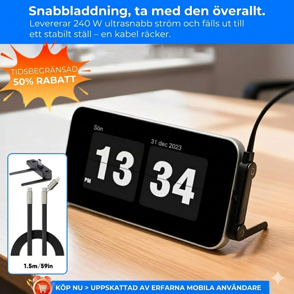 Ultrastark USB-C-kabel på 240 W – 360° roterande kontakt