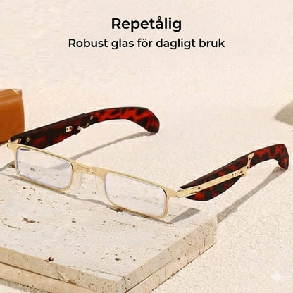 Hopfällbara läs-/datorglasögon – blåljusfilter – hopfällbara (med etui)