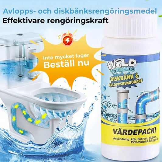Kraftfull avloppsrensare – brusande pulver för diskhoar och badrum (förebygger stopp)