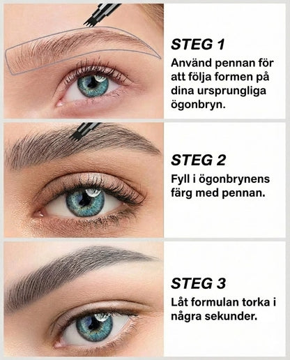 Micro-precision ögonbrynspenna – vattenfast med mikrogaffelspets – naturligt resultat