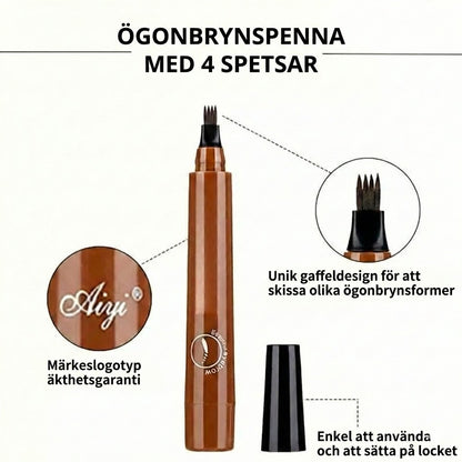 Micro-precision ögonbrynspenna – vattenfast med mikrogaffelspets – naturligt resultat