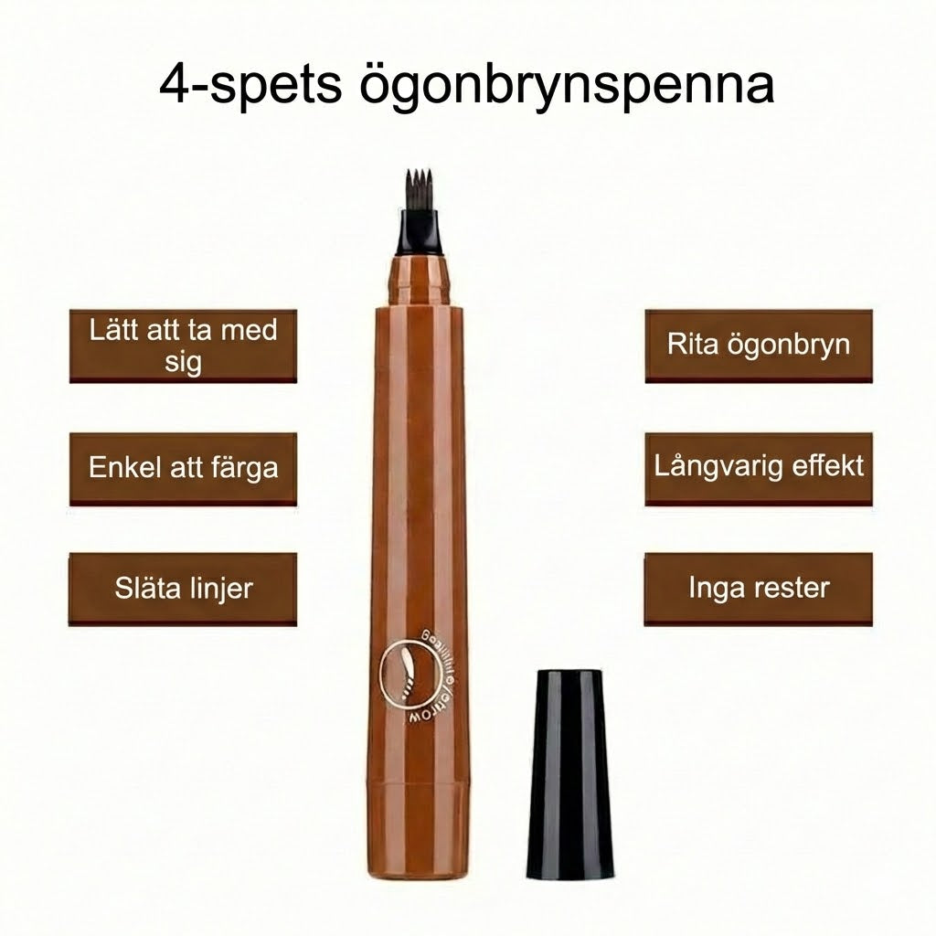 Micro-precision ögonbrynspenna – vattenfast med mikrogaffelspets – naturligt resultat