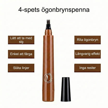 Micro-precision ögonbrynspenna – vattenfast med mikrogaffelspets – naturligt resultat